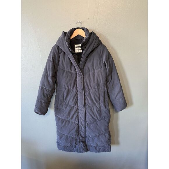 Abercrombie & Fitch Womens Black Quilted Parka Jacket Full Zip Down Size Small P - Picture 1 of 3